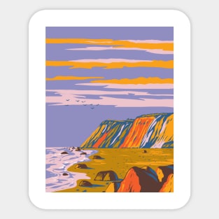 Gay Head Cliffs on Martha's Vineyard Cape Cod in Massachusetts USA WPA Art Poster Sticker